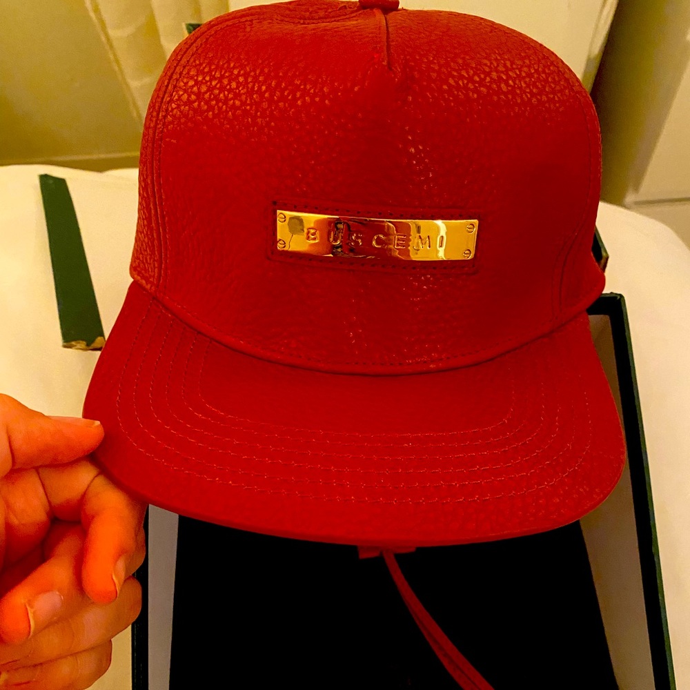 Buscemi men’s red leather hat Never been worn